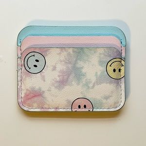 No Boundaries Smiley Face Pastel Tie Dye Cardholder